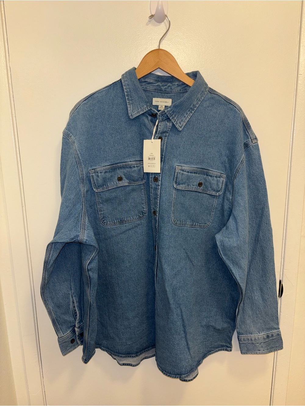 Casual Light Blue Denim Shirt Jacket - Men